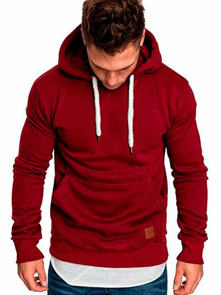 Casual hoodie for men – with kangaroo pocket and white drawstring